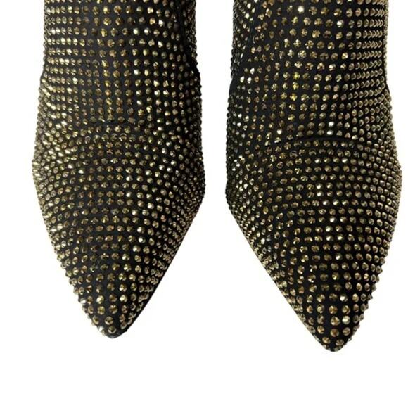 Michael Kors Black & Gold Rue Stiletto Booties 7 - Picture 4 of 7